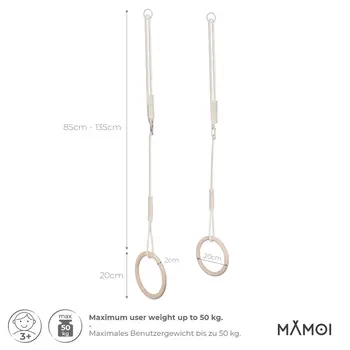 MAMOI® Trapeze bar baby swing, Indoor gymnastic rings, Monkey bars gorilla gym, Gymnastics pull up equipment for kids, Olympic rings and swings for calisthenics