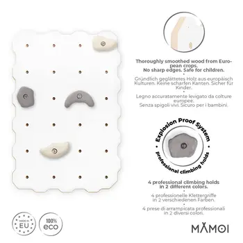 MAMOI® Mur escalade pour enfant, Module d'escalade interieur pour bebe, Mur descalade avec prises escalade et sans prise, Planche escalade à partir de 3 ans