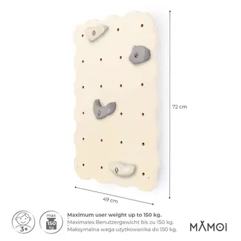 MAMOI® Mur escalade pour enfant, Module d'escalade interieur pour bebe, Mur descalade avec prises escalade et sans prise, Planche escalade à partir de 3 ans