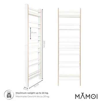 MAMOI® Kinderbücherregal aus Holz – Bücherkiste, Kinderbücherregal, Bücherregal für Kinderzimmer, Bücherbank, Wandregal, Montessori Kindermöbel, Kinderregal und Book Shelf für kleine Kinder.