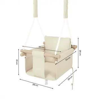 Hanging children’s swing for home and garden, Waterproof codura, polypropylene rope, lacquered wood, Soft swing for babies and kids, For indoor and outdoor use