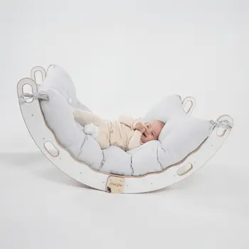 MAMOI® Kletterbogen mit Kissen, Kissen für Regenbogenwippe aus Holz, Kletterdreieck, Baby Klettern, Holzbogen für Kinder, Spielplatz, Klettergerüst Indoor ab 1/2/3 Jahre