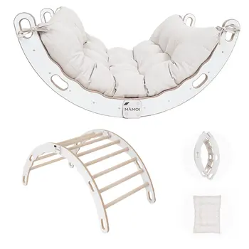 MAMOI® Triangle d'escalade balançoire avec Coussin, Coussin pour Triangle d'escalade pour Enfants en Bois, Triangle intérieur et extérieu, Escalade Enfant, Balancoire Bebe, Espalier Enfant