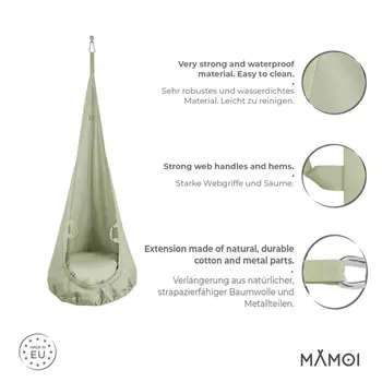 MAMOI® Hängesessel für kinder, Schaukel für kinderzimmer, Hängehöhle, Hängeschaukel, Sensory swing, Schaukeltuch indoor, Hängesack, Tuchschaukel, Babyschaukel, Hängetuch
