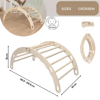MAMOI® Triangle d'escalade balançoire avec Coussin, Coussin pour Triangle d'escalade pour Enfants en Bois, Triangle intérieur et extérieu, Escalade Enfant, Balancoire Bebe, Espalier Enfant