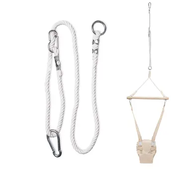 MAMOI® Corde à balancier réglable 85-140 cm | 1 x rallonge de corde à balancier avec mousqueton métallique | Corde en coton naturel avec mousqueton | 100% ECO | Fabriqué dans l'UE