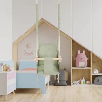 MAMOI® Babyschaukel, Baby schaukel Indoor Outdoor, Kinderschaukel aus Holz, Holzschaukel für Kinder, Schaukeln für türrahmen, Swing, Kleinkinderschaukel ab 1 jahr für Kinderzimmer