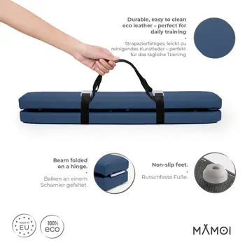 MAMOI® Foldable Gymnastics Beam with Synthetic Leather 200 cm, Non-Slip Training Beam for Kids and Adults, Soft Surface, For Home Use, Folding Design, 180 kg Weight Capacity