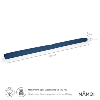 MAMOI® Gymnastikbalancebalken, klappbar, Kunstleder, 200 cm, rutschfest, weiche Oberfläche, für Kinder & Erwachsene, Heimtraining, bis 180 kg Belastbarkeit