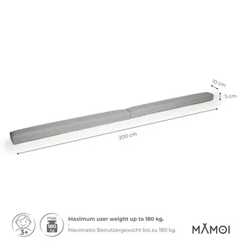 MAMOI® Gymnastikbalancebalken, klappbar, Kunstleder, 200 cm, rutschfest, weiche Oberfläche, für Kinder & Erwachsene, Heimtraining, bis 180 kg Belastbarkeit