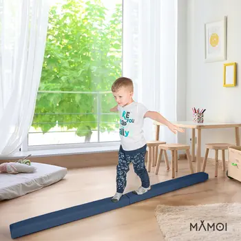 MAMOI® Gymnastikbalancebalken, klappbar, Kunstleder, 200 cm, rutschfest, weiche Oberfläche, für Kinder & Erwachsene, Heimtraining, bis 180 kg Belastbarkeit