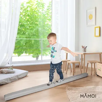 MAMOI® Gymnastikbalancebalken, klappbar, Kunstleder, 200 cm, rutschfest, weiche Oberfläche, für Kinder & Erwachsene, Heimtraining, bis 180 kg Belastbarkeit