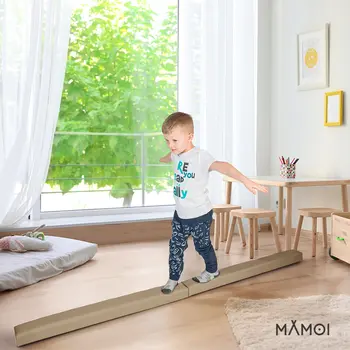 MAMOI® Gymnastikbalancebalken, klappbar, Kunstleder, 200 cm, rutschfest, weiche Oberfläche, für Kinder & Erwachsene, Heimtraining, bis 180 kg Belastbarkeit