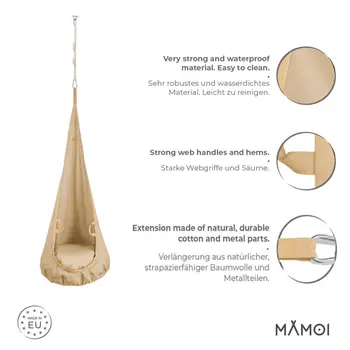 MAMOI® Cocon hamac pour enfant, Fauteuil suspendu pour bebe, Balançoire de coton, Balancoire sensorielle interieur, Jeu sensoriel autisme