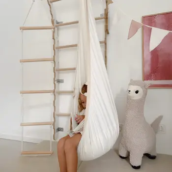 MAMOI® Swing hanging chair Grey, Indoor hammock, Sensory swing seat for bedroom for kids, Child door swinging nest for autism, Garden egg swings for children
