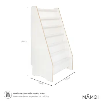 MAMOI® Bookshelf for children, kids book rack, children’s book stand, bookshelf for nursery, storage shelf for books, kids book organizer, 100% ECO, Made in EU