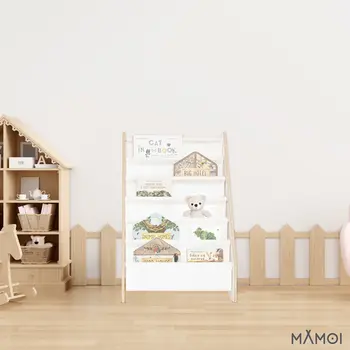 MAMOI® Bookshelf for children, kids book rack, children’s book stand, bookshelf for nursery, storage shelf for books, kids book organizer, 100% ECO, Made in EU