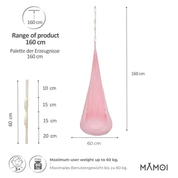 MAMOI® Cocon hamac pour enfant, Fauteuil suspendu pour bebe, Balançoire thérapeutique de coton, Balancoire sensorielle interieur, Jeu sensoriel autisme