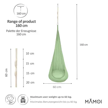 MAMOI® Swing hanging chair, Indoor hammock, Sensory swing seat for bedroom for kids, Child door swinging nest for autism, Garden egg swings for children