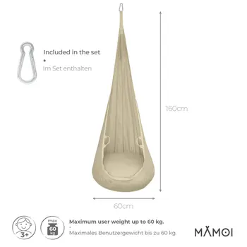 MAMOI® Cocon hamac pour enfant, Fauteuil suspendu pour bebe, Balançoire de coton, Balancoire sensorielle interieur, Jeu sensoriel autisme