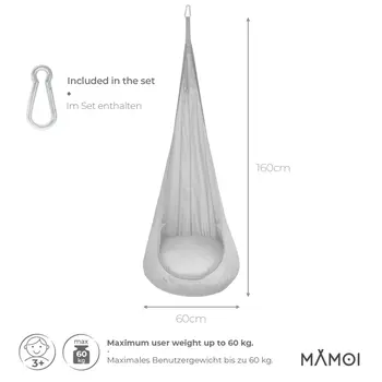 MAMOI® Cocon hamac pour enfant, Fauteuil suspendu pour bebe, Balançoire thérapeutique de coton, Balancoire sensorielle interieur, Jeu sensoriel autisme