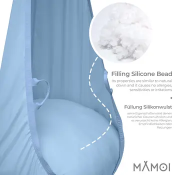 MAMOI® Swing hanging chair Blue, Indoor hammock, Sensory swing seat for bedroom for kids, Child door swinging nest for autism, Garden egg swings for children