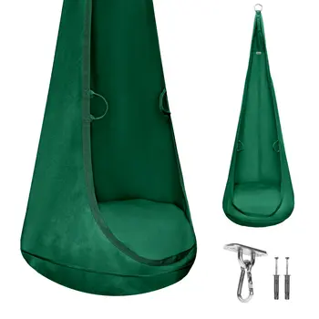 MAMOI® Capullo sospeso in tessuto velvet con cuscino e gancio, elegante seduta sospesa per la casa, poltrona velvet morbida per il relax con maniglie, struttura Premium resistente, capacità 70 kg