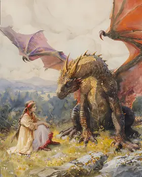 A Princess and Her Dragon 8”x10” Art Print