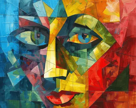 Those Eyes Cubism Abstract 5"x7" Art Print