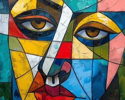 Cubism Face Abstract 5"x7" Art Print