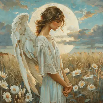 Holy Angel in the Field 8”x8” Art Print