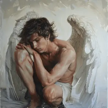 Contemplating Angel 8”x8” Art Print
