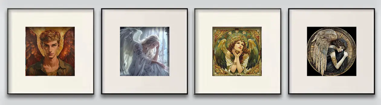 Black Lacy Angel - Angels and Church Wall Art Prints - 8"x10" Art Print for 11"x14" Frame