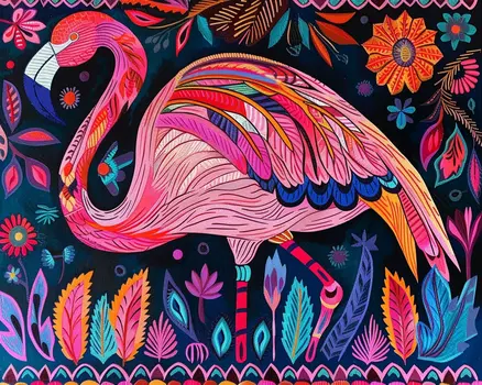 Boho Style Pink Flamingo 8”x10” Art Print