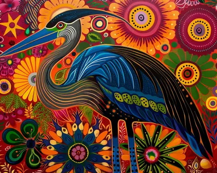 Boho Style Heron 8”x10” Art Print