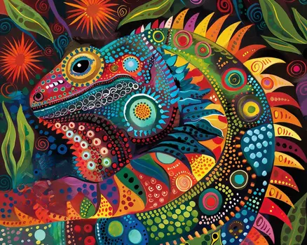 Boho Style Iguana 8”x10” Wildlife Art Print
