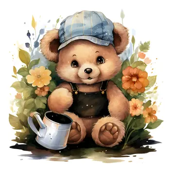 Cute Teddy Bear 8”x8” Art Print