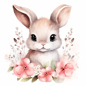 Cute Baby Bunny 8”x8” Art Print