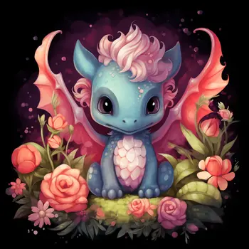 Cute Baby Dragon 8”x8” Art Print