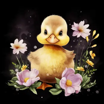 Cute Baby Duckling 8”x8” Art Print