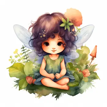 Cute Baby Fairy 8”x8” Art Print
