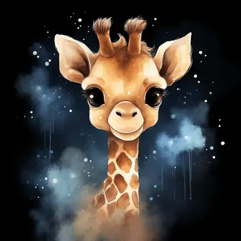 Cute Baby Boy Giraffe 8”x8” Art Print