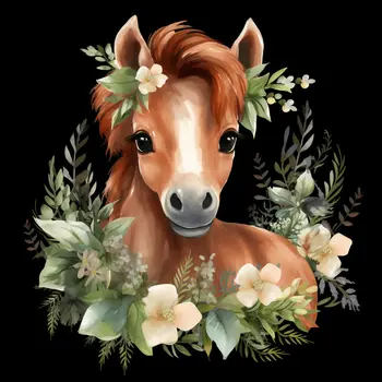 Cute Baby Horse 8”x8” Art Print