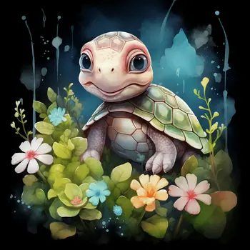 Cute Baby Turtle 8”x8” Art Print