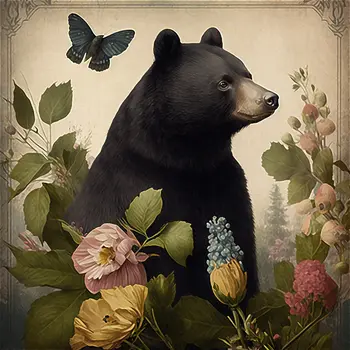 Vintage Black Bear 8"x8" Art Print