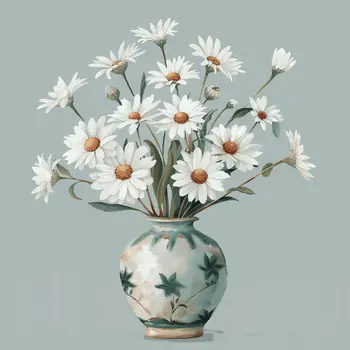April Daisy Bouquet Birth Flower 8"x8" Art Print