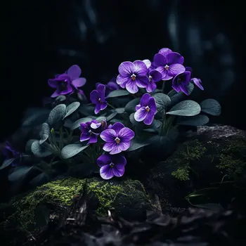 February Violets Birth Flower 8"x8" Art Print