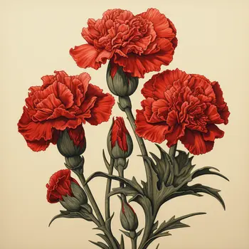 Vintage January Carnation Birth Flower 8"x8" Art Print