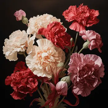 January Carnation Bouquet Birth Flower 8"x8" Art Print