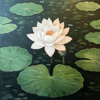 July Water Lily Birth Flower 8"x8" Art Print